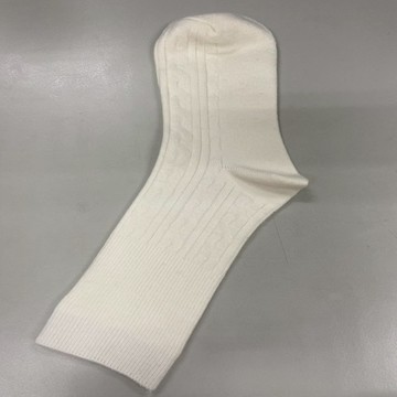 麻花素色保暖襪-白22-26CM