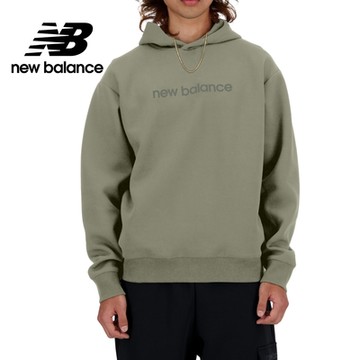 【New Balance】太空棉感內刷毛連帽上衣_MT41571OVN_男性_綠色