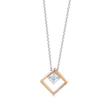 Daily Luxe 簡約方形 18K金鑽石項鍊