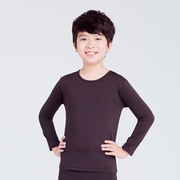 MIT溫灸刷毛圓領發熱衣(經典黑 童70-150)