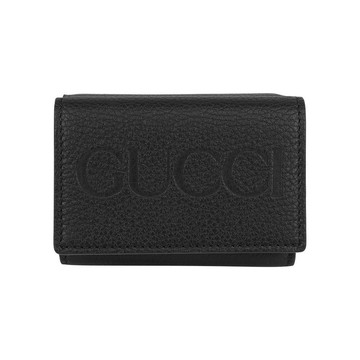Gucci Logo 壓印內拼色迷你三折短夾(黑色黃色)