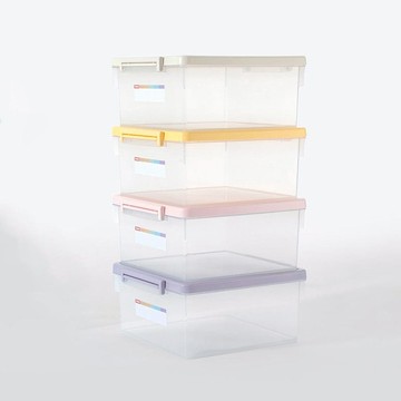 粉彩調色盤系列掀蓋收納箱(M)-23L-5入-多色可選 櫻花粉