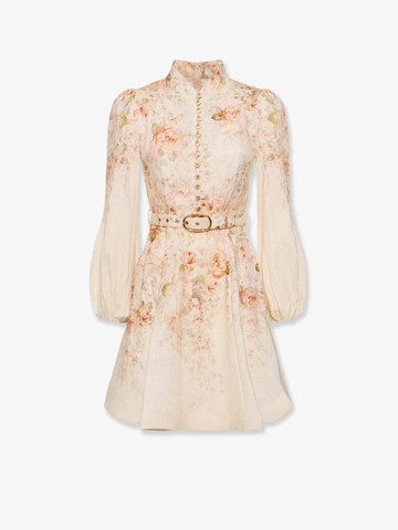 Linen dress with floral print and back zip - ZIMMERMANN - gender_Woman