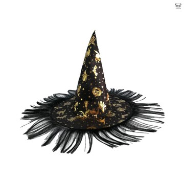 黑色毛邊  女巫帽萬聖節派對cosplay角色扮演道具