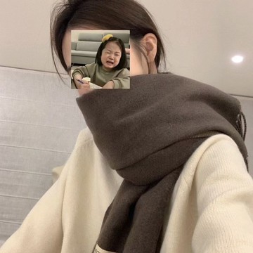 免運🔥一勺甜|雙面洋氣高級咖啡色圍巾女冬季韓版百搭純色保暖親膚圍脖 毛線加厚圍巾 防風围巾 仿羊絨圍巾 披肩 針織圍巾