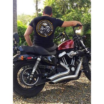 美式復古短袖T恤男阿美咔嘰機車摩托車重磅型男骷髏頭重金屬搖滾