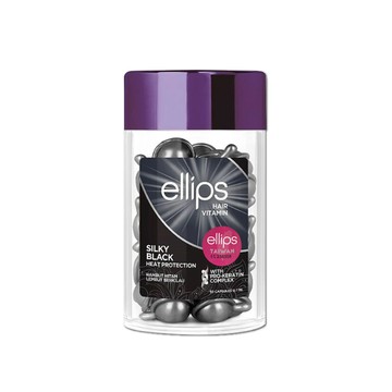 Ellips 印尼意立詩-沙龍級免沖洗保濕光澤柔順護髮膜精油膠囊1mlx50粒/罐-強韌亮澤黑桃花(黑罐)