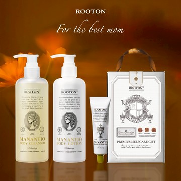 快速出貨【ROOTON】媽咪辛苦了！淨粹植潤沐浴膠300ml+淨粹植潤身體乳300ml+淨粹植潤護手霜50ml+淨粹手提禮盒