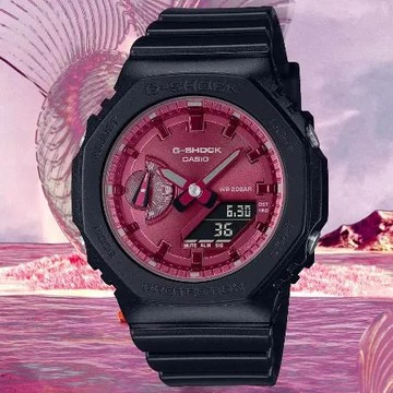 CASIO G-SHOCK 非凡洋紅 時尚黑紅 八角雙顯腕錶 GMA-S2100RB-1A