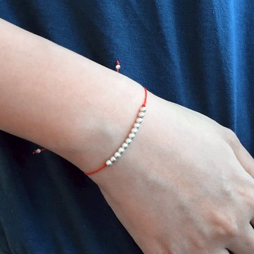 純銀光珠紅色姻緣手鍊 純銀手鍊 紅色手繩 珠珠手鍊 銀手鍊