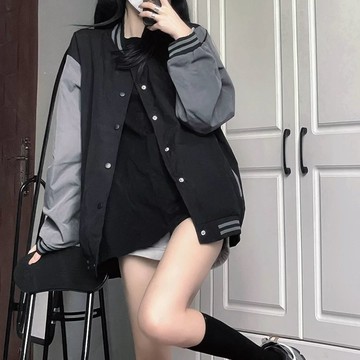 冬季女裝 美式復古 大學生穿搭 oversize大碼宽松長袖外套棒球服男女夹克 情侶衣服嘻哈潮牌ins