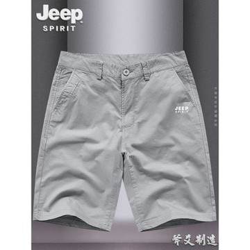 JEEP吉普五分褲男夏季純棉寬松大碼中褲男潮流歐美5分工裝短褲薄
