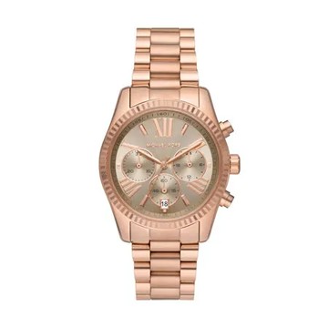 Michael Kors 義式情懷三眼都會腕錶-玫瑰金X茶色-MK7217