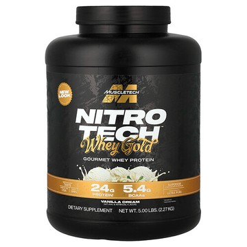 MuscleTech, Nitro-Tech™，100% Whey Gold，法國香草奶油味，5 磅（2.27 千克）