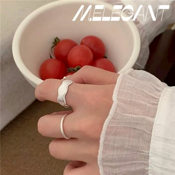 M.e.【24H出貨】韓版S925鍍銀優雅甜美拉絲花邊戒指 可調節戒指