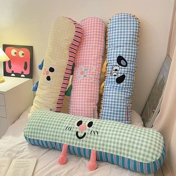 抱枕格子長條臥室床上夾腿側睡靠枕男女同款睡覺創意枕頭靠墊大款