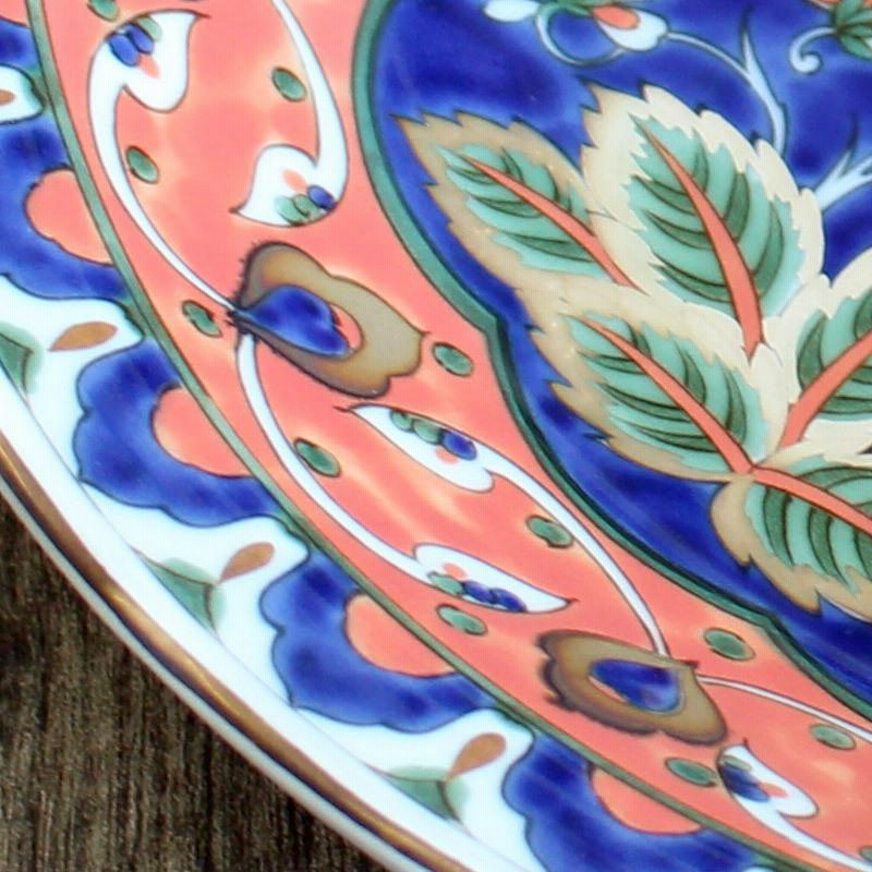【イズニック陶器】手描き大皿／トルコ伝統文様／花模様 イズニック陶器】手描き大皿／トルコ伝統文様／花模様