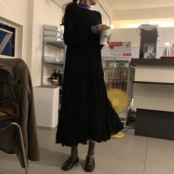 女裝秋季法式小眾氣質荷葉邊連衣裙百搭休閑蛋糕裙潮1入