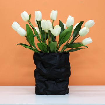 wo+郁金香假花仿真花束擺件客廳桌面擺設裝飾花餐廳餐桌花藝絹花