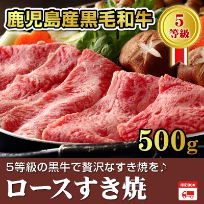 ふるさと納税 南九州市 鹿児島県産黒毛和牛5等級ロースすき焼500g