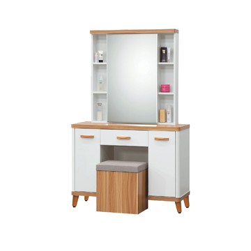 ASSARI-溫妮雙色3.5尺化妝桌椅組(寬106x深40x高168cm)