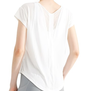 微孔透氣涼感科技運動罩衫 - 白色 86%尼龍 6%棉 8%氨綸  S(衣長 58cm)