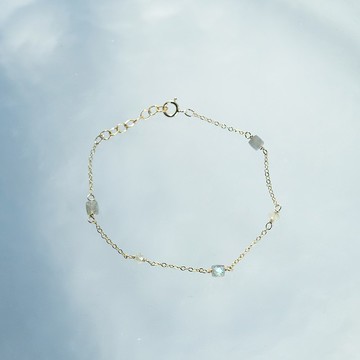 小雪球 拉長石手鍊 黃水晶 14K 包金 注金 水洗不退色