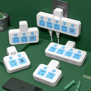 電源轉換插座一轉多孔多功能插頭獨立開關USB小夜燈接口轉換器宿【Snowbelle優選】