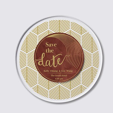 壓克力 LED 婚禮邀請卡 圓形金棕Save the date 含紙信封 結婚