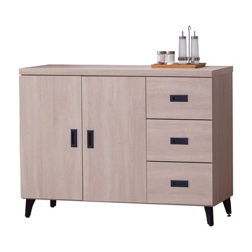 IHouse-冰島 耐磨浮雕4尺碗碟櫃白橡