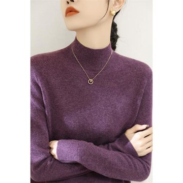 2024年寬松慵懶高級感內搭上衣冬季洋氣時髦半高領羊毛長袖毛衣女