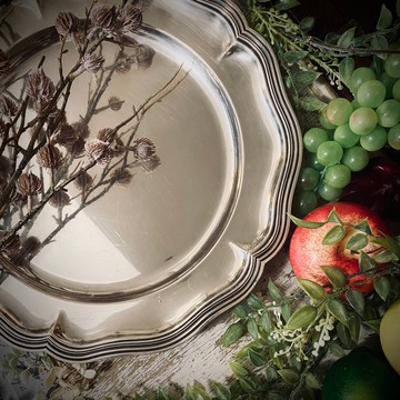 路易十五風格 花型厚鍍銀大盤