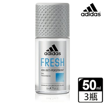 adidas愛迪達 男性制汗爽身滾珠x3罐組(勁涼舒爽)50ml