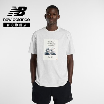 【New Balance】 NB 插圖短袖上衣_男性_淺灰/黑任選_MT61B0WFAHH/MT61B0WFBK