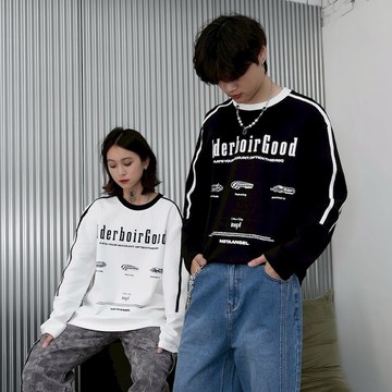 【AMERO】男裝 女裝 圓領薄長袖 立體英文印花 情侶裝