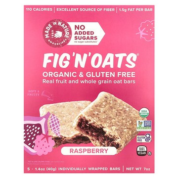 Made in Nature, Fig 'N' Oats®，樹莓味，5 個獨立包裝，每個 1.4 盎司（40 克）