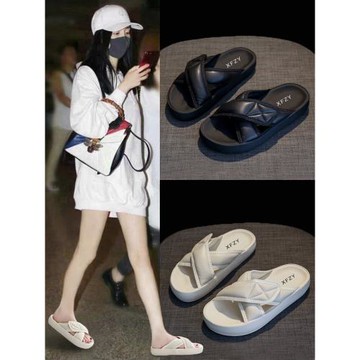 拖鞋女夏外穿2025新款網紅超火厚底軟底舒適百搭懶人沙灘涼拖鞋子