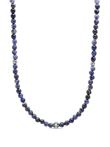Nialaya Jewelry - dumortierite beaded necklace - men - Dumortierite/stainless steel - 24 - Blue