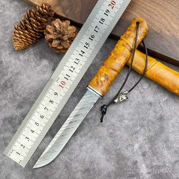【臺灣 熱銷】東南亞竹節大馬士革鋼VG10高硬度崖柏木收藏刀高硬度一體直刀