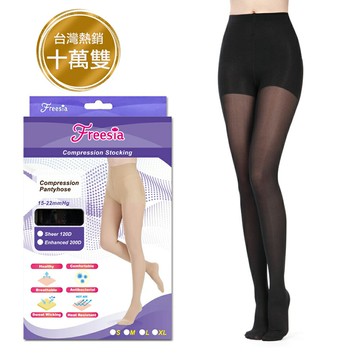 【Freesia】漸進式壓力襪/束腿襪/彈性襪/保健襪/健康襪/運動襪/機能襪/靜脈曲張襪/中筒襪/露趾襪/包趾襪/慢跑/腳踏車/登山 健康彈性壓力襪-褲襪（超超薄/升級款、黑/膚、S/M/L/XL）【直送日本】