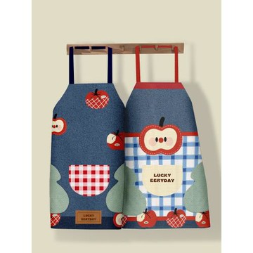 可愛蘋果家用做飯圍裙時尚好看卡通圍腰耐臟防油污餐飲工作服均碼