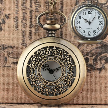 歐美復古密花懷表中空鏤空經典窗花翻蓋仿古送老人大數字中國風