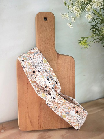 交叉髮帶-細版鬆緊-北極熊花園-淺橘