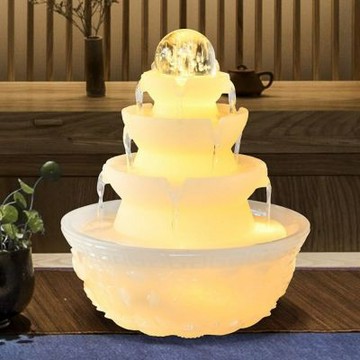 招財水晶球流水噴泉 40cm 流水生財 帶燈光 循環水小噴泉 八方來財聚寶盆擺飾 靜音循環風水擺件