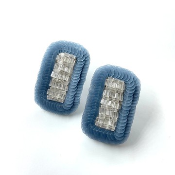 耳飾 Canvas 淺藍色 可選擇金屬配件