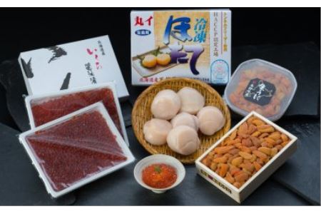 塩水うに100g生うに折250gいくら醤油漬け400g×2個ホタテ玉冷凍1.0kg ふるさと納税 うに いくら ほたて F4F-0556