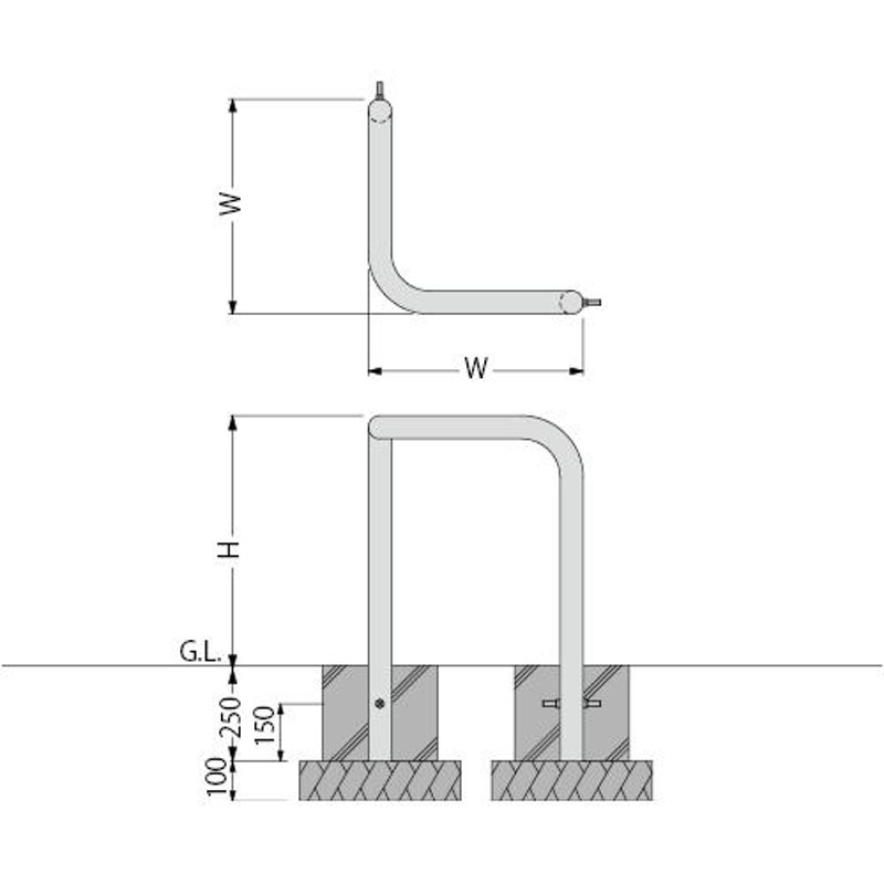 カネソウ 車止め YC6H5-K (1048416850) Φ60.5×800(H)×650(W) ステンレス製 固定式 コーナー型 [時間指定不可]  LINEショッピング