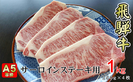 牛肉 飛騨牛 サーロイン ステーキ セット 1ｋｇ （ 1枚 約250ｇ × 4枚 ） 黒毛和牛 Ａ5 美味しい お肉 牛 肉 和牛 サーロインステーキ  
