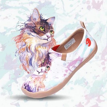 uin西班牙原創設計 女鞋 緬因貓彩繪休閒鞋W1109546