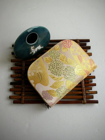 京西陣金襴錦織【繡球流水金蘭花】-短夾/皮夾/零